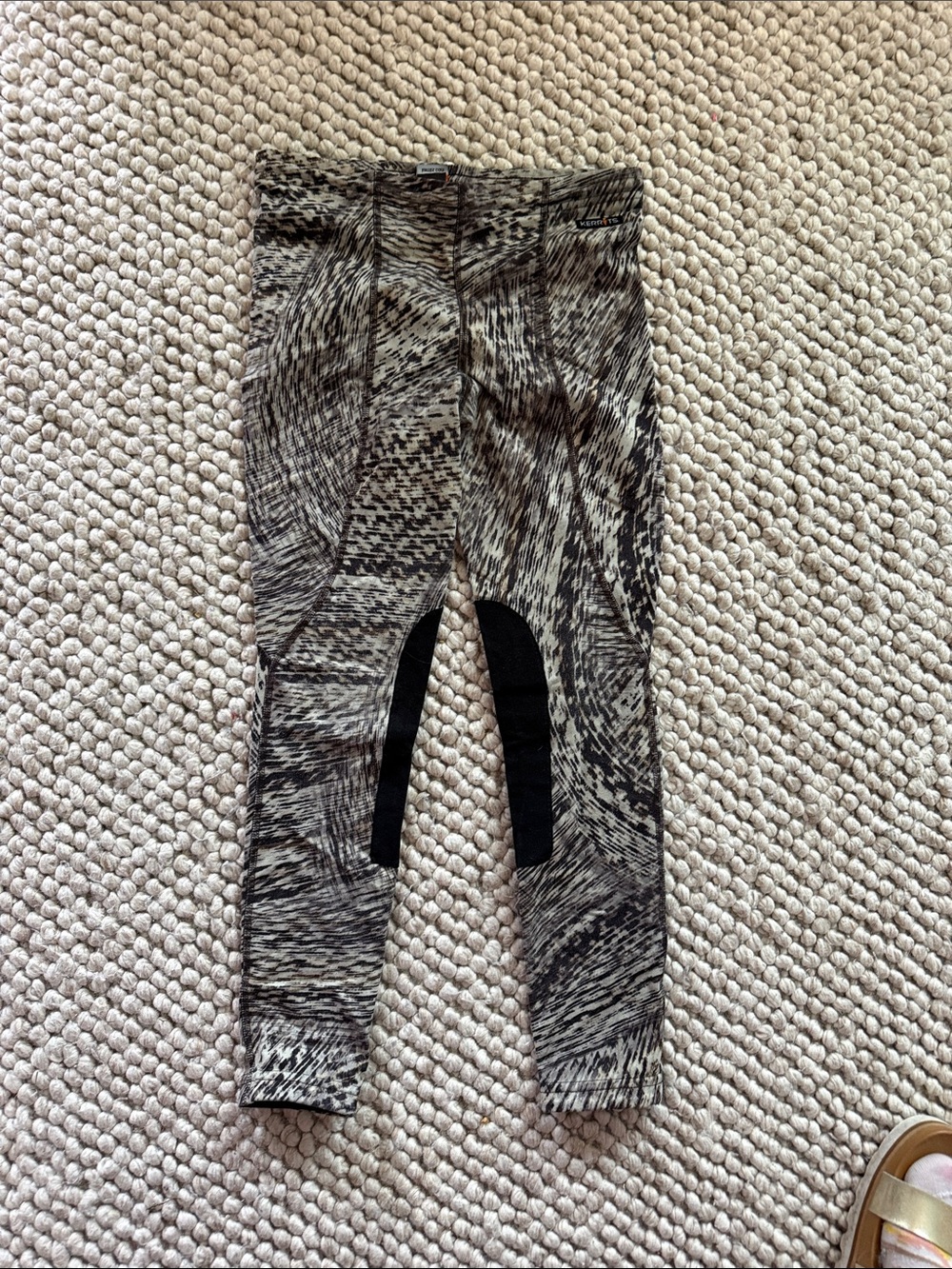 Kerrits Black and Gray Patterned Kids Leggings with Black Knee Panels